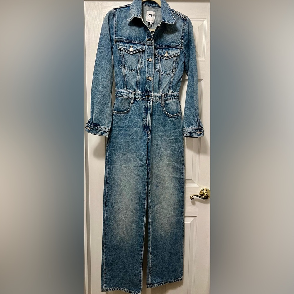 ZARA NEW WITH TAGS Blue Denim Jumpsuit Size XS